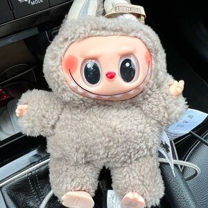 LAFUFU Plush Monster Doll Keychain - Taupe Faux Fur